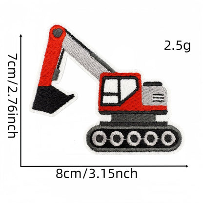 construction vehicle embroidered patches excavator truck iron on