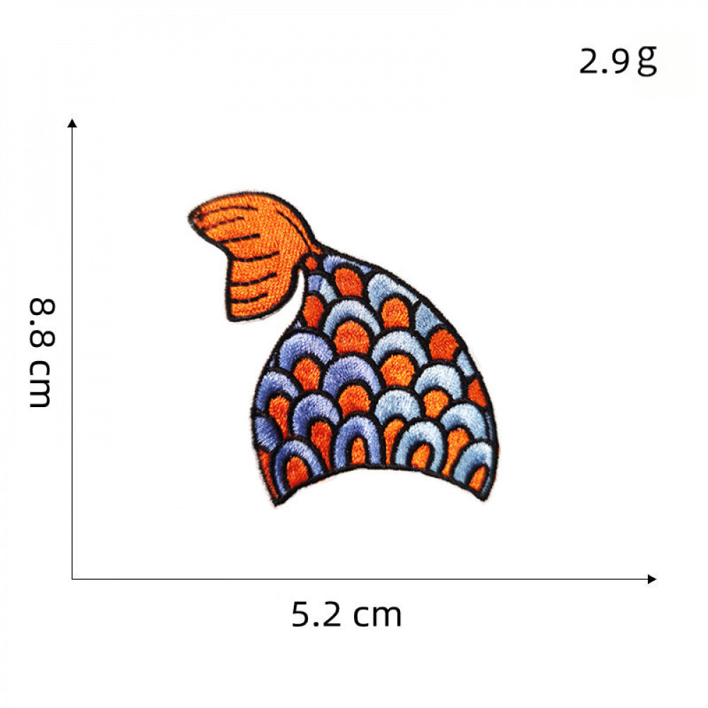 mermaid tail embroidered patches colorful ocean peel and stick