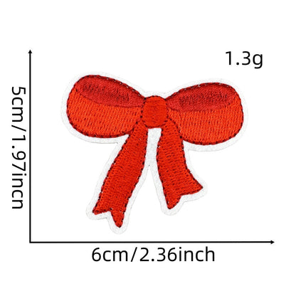 pink bow embroidered patches iron on